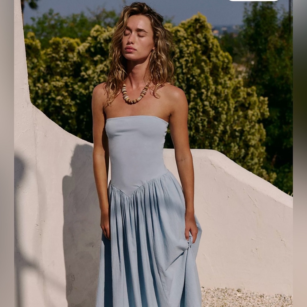Free People Strapless Navy Blue Dress